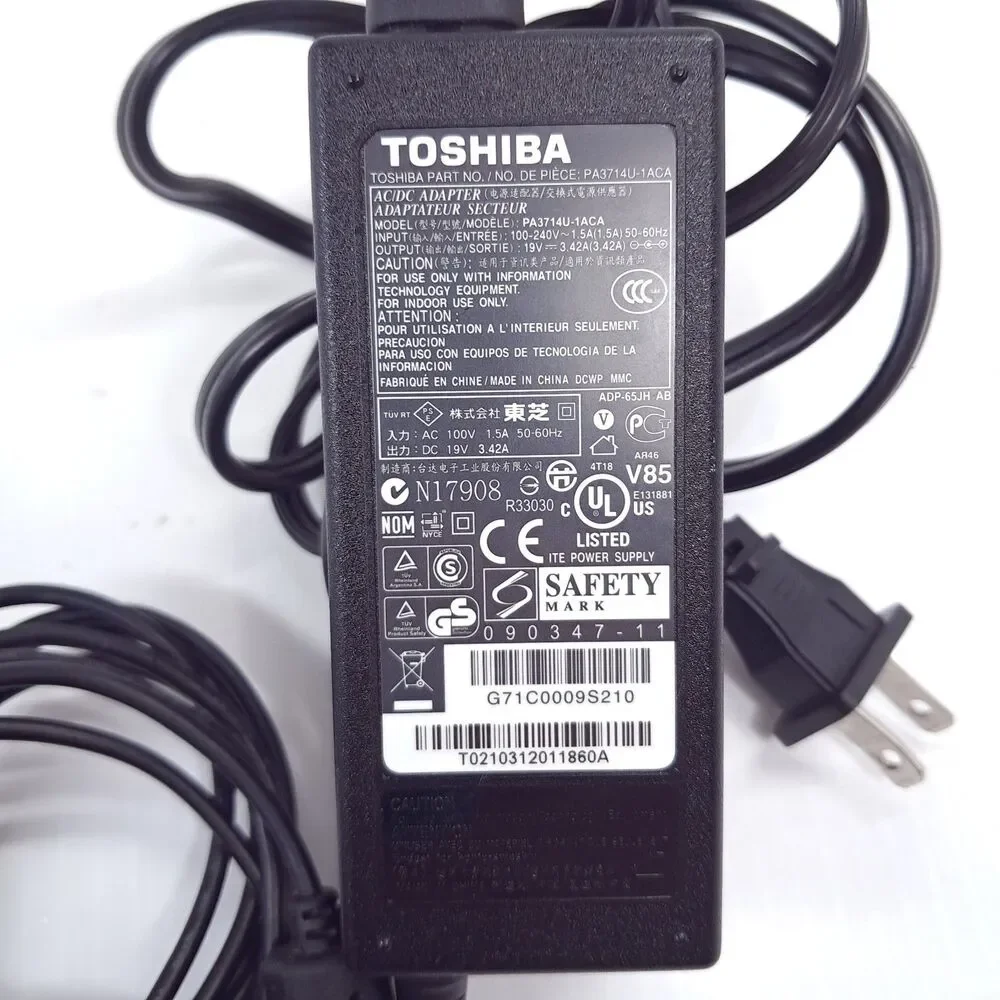 Toshiba PA3714U-1ACA Power Adapter 19V 3.42A 65W Laptop Charger genuine oem